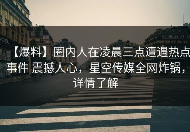 【爆料】圈内人在凌晨三点遭遇热点事件 震撼人心，星空传媒全网炸锅，详情了解