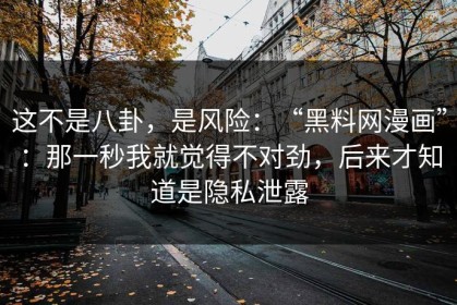 这不是八卦，是风险：“黑料网漫画”：那一秒我就觉得不对劲，后来才知道是隐私泄露