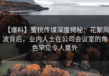 【爆料】蜜桃传媒深度揭秘：花絮风波背后，业内人士在公司会议室的角色罕见令人意外