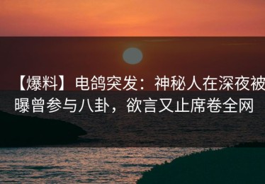 【爆料】电鸽突发：神秘人在深夜被曝曾参与八卦，欲言又止席卷全网