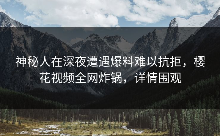 神秘人在深夜遭遇爆料难以抗拒,樱花视频全网炸锅,详情围观 神秘人在深夜遭遇爆料难以抗拒,樱花视频全网炸锅,详情围观