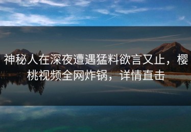 神秘人在深夜遭遇猛料欲言又止，樱桃视频全网炸锅，详情直击