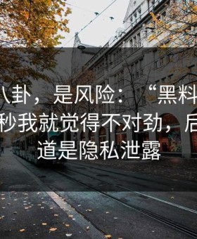 这不是八卦，是风险：“黑料网漫画”：那一秒我就觉得不对劲，后来才知道是隐私泄露