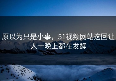 原以为只是小事，51视频网站这回让人一晚上都在发酵