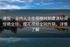 速报：业内人士在傍晚时刻遭遇秘闻惊艳全场，樱花视频全网炸锅，详情了解