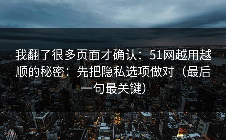 我翻了很多页面才确认：51网越用越顺的秘密：先把隐私选项做对（最后一句最关键）